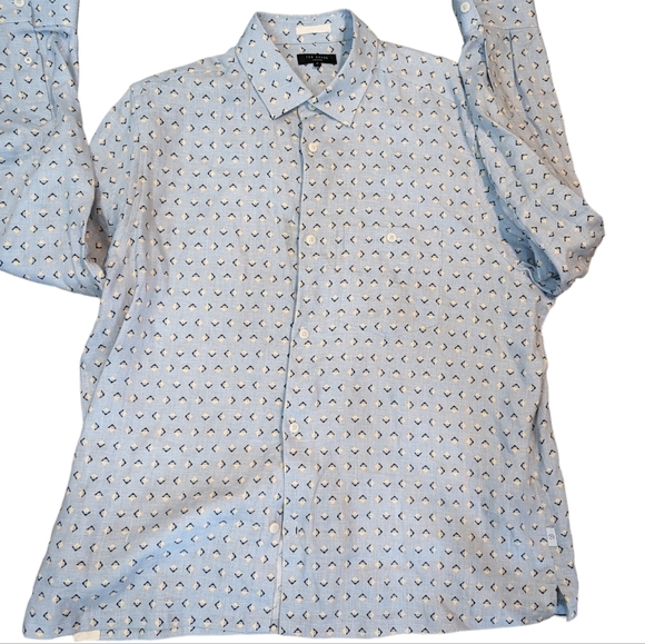 Ted Baker Arnel 100 % Linen Geo..Button Down Shirt... Size 6.. ( XXL) - Picture 3 of 7